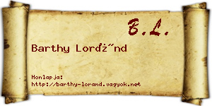 Barthy Loránd névjegykártya